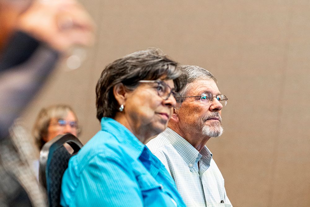 Participants listen to discussion during the "Forum on Nuclear Strategy: Disarmament & Deterrence in a Dangerous World" at the University of New Mexico Sept. 7. (University of New Mexico/Elizabeth Silva) Participants listen to discussion during the "Forum on Nuclear Strategy: Disarmament & Deterrence in a Dangerous World" at the University of New Mexico Sept. 7. (University of New Mexico/Elizabeth Silva)